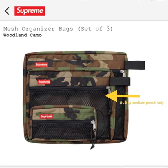 SUPREME | NEW 1PC MEDIUM CAMO MESH ORGANIZER POUCH/CLUTCH HYPEBEAST STREETWEAR - Picture 7 of 8